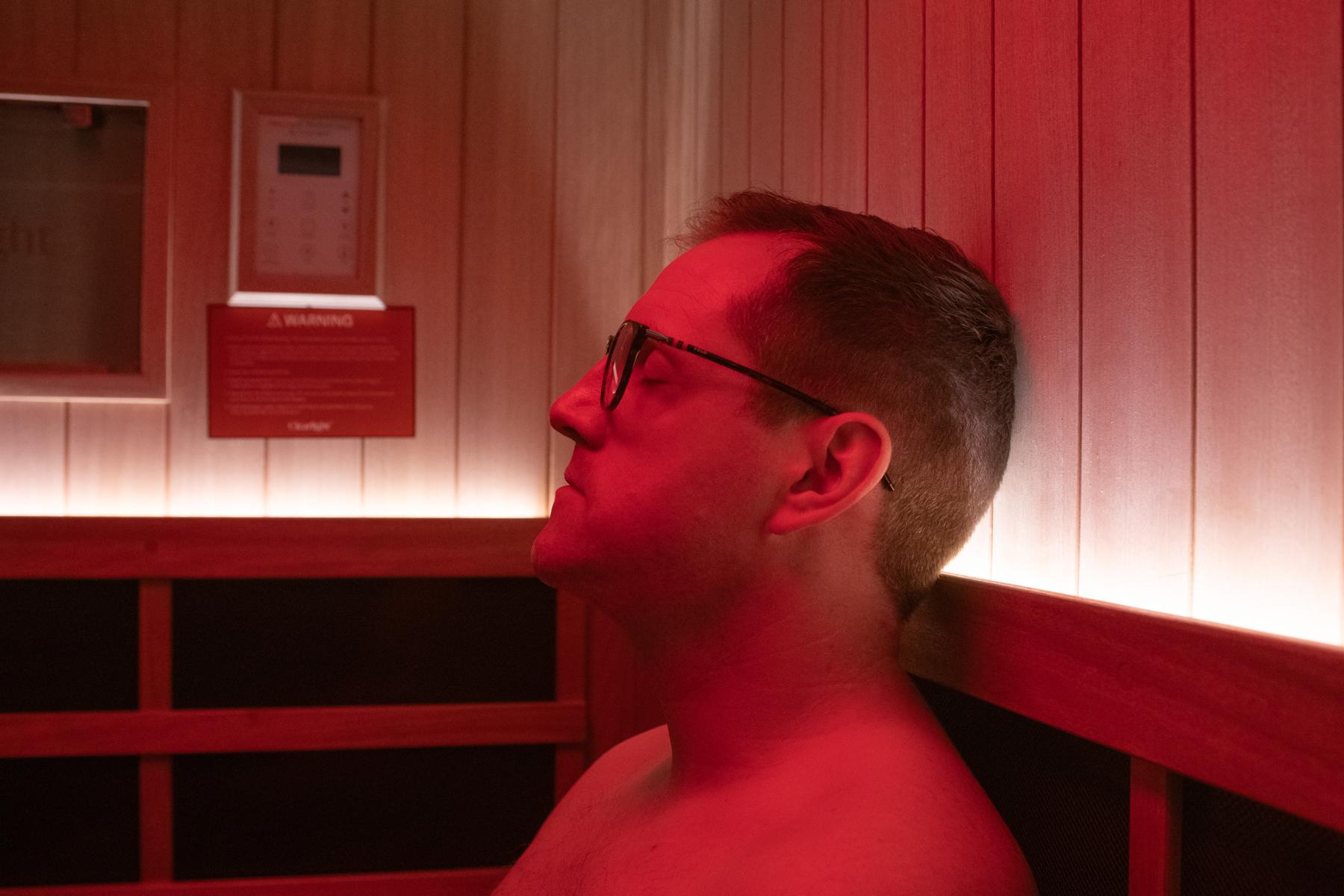 Man in infrared sauna